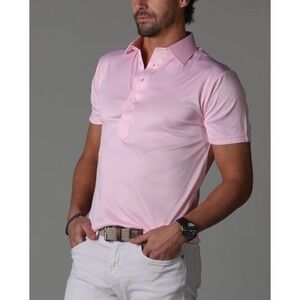 NWT Collars & Co Mens Pink Short Sleeve Collared Polo Shirt Size Medium